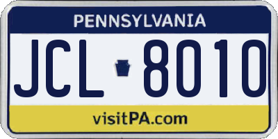 PA license plate JCL8010