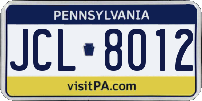 PA license plate JCL8012