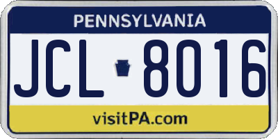 PA license plate JCL8016
