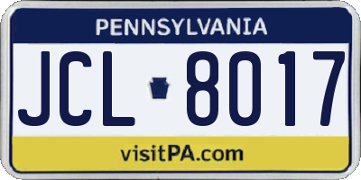 PA license plate JCL8017