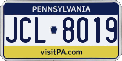 PA license plate JCL8019