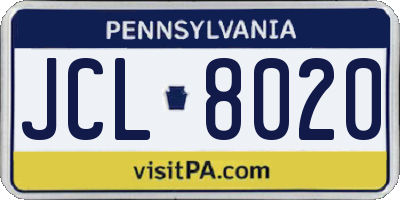 PA license plate JCL8020
