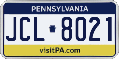 PA license plate JCL8021
