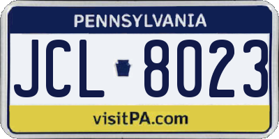 PA license plate JCL8023