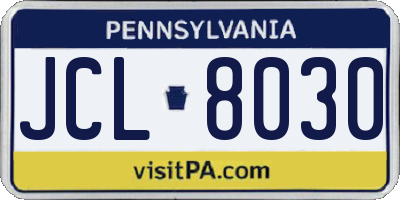 PA license plate JCL8030