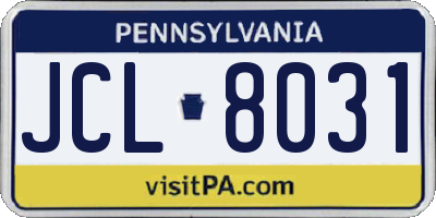PA license plate JCL8031