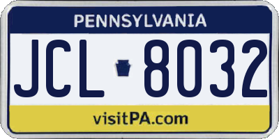 PA license plate JCL8032
