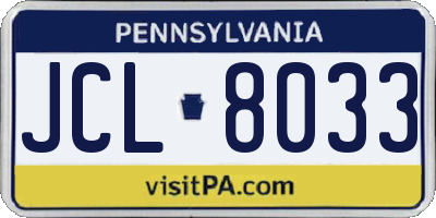 PA license plate JCL8033