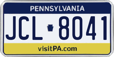 PA license plate JCL8041