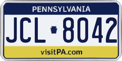 PA license plate JCL8042