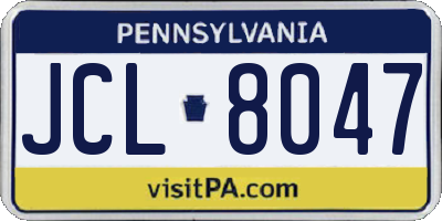 PA license plate JCL8047