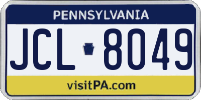 PA license plate JCL8049