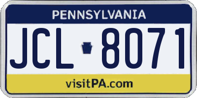 PA license plate JCL8071