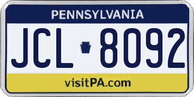 PA license plate JCL8092