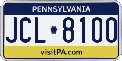 PA license plate JCL8100