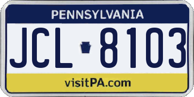 PA license plate JCL8103
