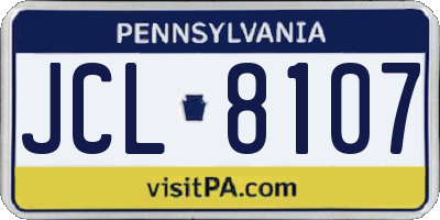 PA license plate JCL8107