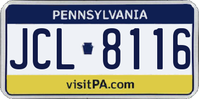 PA license plate JCL8116