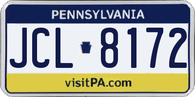 PA license plate JCL8172