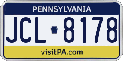 PA license plate JCL8178