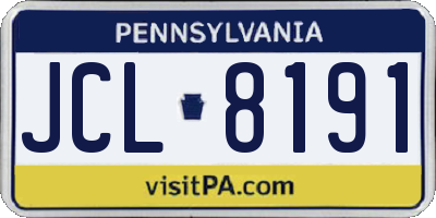 PA license plate JCL8191