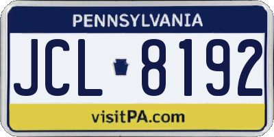 PA license plate JCL8192
