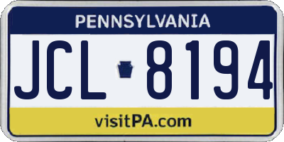PA license plate JCL8194