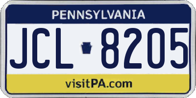 PA license plate JCL8205