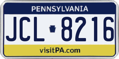 PA license plate JCL8216