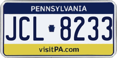 PA license plate JCL8233