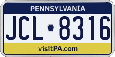 PA license plate JCL8316