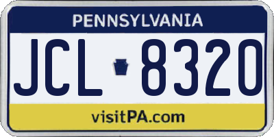PA license plate JCL8320