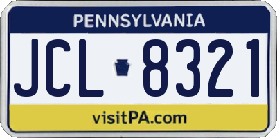 PA license plate JCL8321