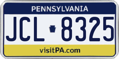 PA license plate JCL8325