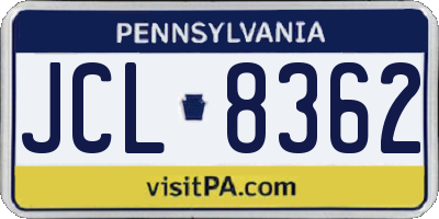 PA license plate JCL8362