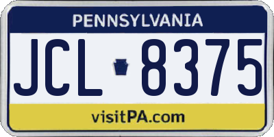 PA license plate JCL8375