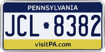 PA license plate JCL8382