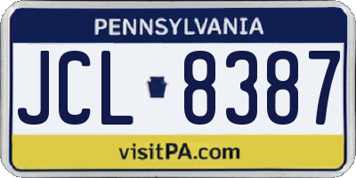 PA license plate JCL8387