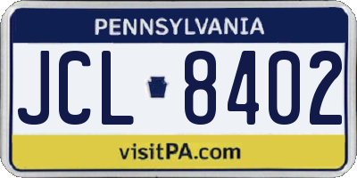 PA license plate JCL8402