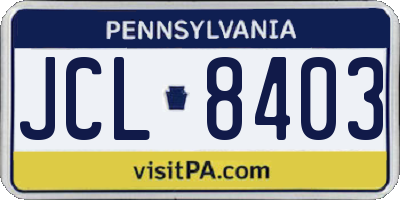 PA license plate JCL8403