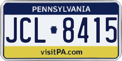 PA license plate JCL8415