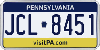 PA license plate JCL8451