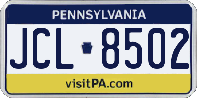 PA license plate JCL8502