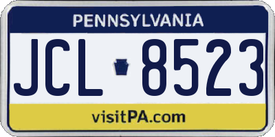 PA license plate JCL8523