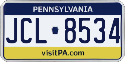 PA license plate JCL8534