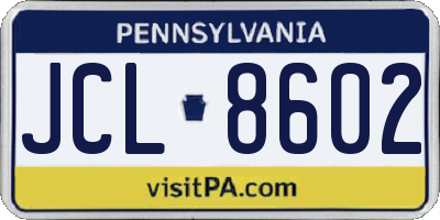 PA license plate JCL8602