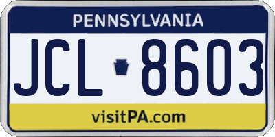 PA license plate JCL8603