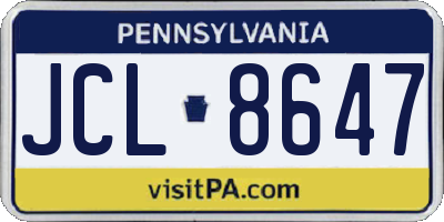 PA license plate JCL8647