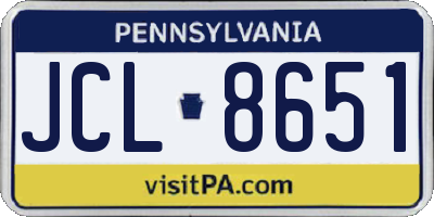 PA license plate JCL8651
