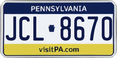 PA license plate JCL8670